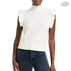 Aqua Cashmere Diamond Knit Ivory Sweater Size XL